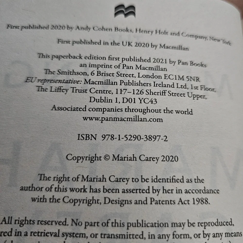 The Meaning of Mariah Carey Memoir Paperback 2021 Pan Books Mariah Carey